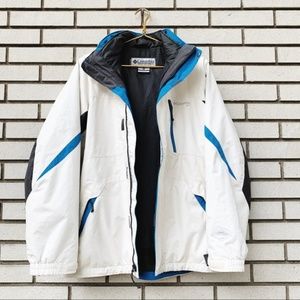 Columbia White Blue Interchange 3 In 1 Ski Jacket